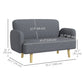 Velvet 2-Seater Loveseat with Wood Legs - Grey