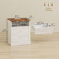 Nightstand Set of 2 with Charging Station - White and Oak