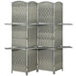 6 FT Privacy Screen, 4 Panel Room Divider with Shelves for Living Room Bedroom Home Office, Grey