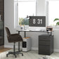47" Computer Desk with File Drawers - Black