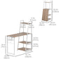 Computer Desk with Storage Shelves and Foldable Top - White