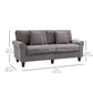 Modern 3 Seater Sofa, Corduroy Fabric 3 Seater Couch with Pine Wood Legs and Rolled Armrests for Living Room, Light Grey