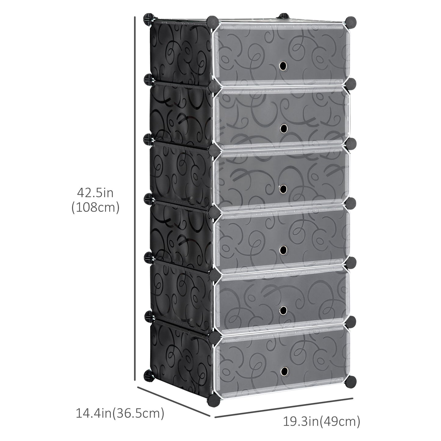 6-Tier Shoe Rack, 6 Cube Storage Organizer with Doors, DIY 6-Cube Modular Cabinet for Living Room, Black
