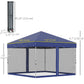 10' x 10' Pop-Up Party Tent Outdoor Canopy Tent with Mesh Sidewalls, 3-Level Adjustable Height, Roller Bag, Blue