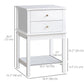 Modern Sofa Side Table, Accent End Table with Drawers and Storage Shelf, Nightstand for Bedroom Living Room, White