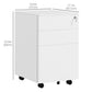 Vertical Steel Filing Cabinet on Wheels, 3-Drawer Lockable File Cabinet with Adjustable Hanging Bar for A4, Legal and Letter Size, for Home Office, White