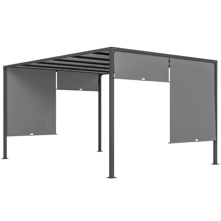 10' x 13' Dark Grey Pergola with Sliding Roof & LED Lights