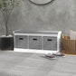 Shoe Storage Bench with Seat, Entryway Bench Seat with Cushion, 3 Fabric Drawers for Hallway, White