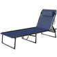 Folding Lounge Chair, Adjustable Chaise Lounge with Headrest, Reclining Lounger Cot for Camping, Hiking, Dark Blue