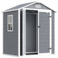 6x4.5FT Plastic Shed, Lockable Garden Tool Storage House with Double Doors and Vent, Grey