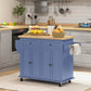 Rolling Kitchen Island Cart with Wood Top - Navy Blue