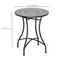 Mosaic Patio Table, Round Coffee Table with Metal Frame, Garden Furniture for Outdoor, Poolside, Green
