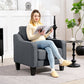 Armchair, Modern Accent Chair with Pocket Spring, Linen Upholstered, Thick Padded, Charcoal Grey
