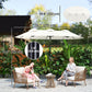 9.7' Double-sided Outdoor Patio Umbrella with Tilt, Crank and Vents, Cream White