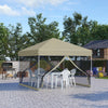 10' x 10' Pop-Up Party Tent Outdoor Canopy Tent with Mesh Sidewalls, 3-Level Adjustable Height, Roller Bag, Beige