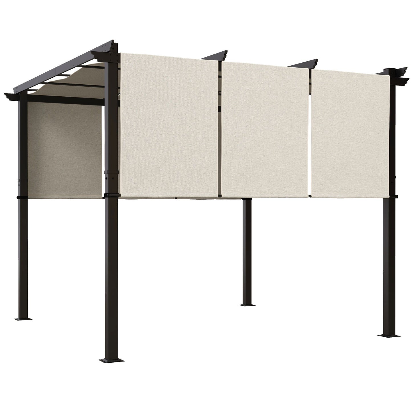 10' x 10' Metal Pergola, Outdoor Pergola with Retractable Canopy, for Garden, Patio, Backyard, Deck