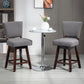 2 Pieces Swivel Bar Stools, Counter Height Stools Set of 2 with Wood Legs and Footrests for Dining Room, Dark Grey