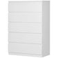 Dresser for Bedroom with 5 Drawers, Modern Chest of Drawers for Living Room, Closet, Hallway, White