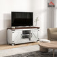 Farmhouse TV Stand for up to 50" TV, TV Cabinet with Barn Doors, Cable Management for Living Room, Distressed White