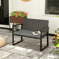 2 Seater Outdoor Bench, Rattan Garden Bench Loveseat with Cushion, Armrests, Steel Frame for Patio, Porch, Light Grey