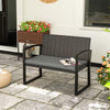 2 Seater Outdoor Bench, Rattan Garden Bench Loveseat with Cushion, Armrests, Steel Frame for Patio, Porch, Light Grey