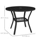 35.5" Round Outdoor Dining Table for 4, Metal Garden Patio Table with 1.6"-2" Umbrella Hole, Shelf, Slatted Top, Black