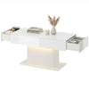 LED Coffee Table with 2 Drawers and Remote - White