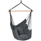 Hammock Chair Swing Hanging Macrame Chair Cotton w/ Two Soft Seat Cushions, for Bedroom Indoor Outdoor Ideal Gift for Kids Lover Birthday Present, Dark Grey