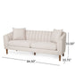 3-Seater Contemporary Sofa with Button Tufted Diamond Stitching, Daybed Perfect for Living Room, 84.5'' L x 33.5'' W x 33.5'' H, Beige