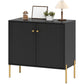 Coffee Bar Buffet Cabinet with Fluted Doors - Black