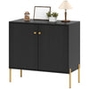 Coffee Bar Buffet Cabinet with Fluted Doors - Black