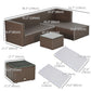 3pcs Modern Rattan Sofa Set, Wicker Patio Furniture Set with Coffee Table, Cushions, Pillows