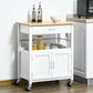 Kitchen Cart with Storage Drawer and Side Hooks - White