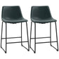 Counter-Height PU Leather Bar Stools Set of 2 - Green