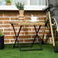 Patio Wicker Coffee Table, Outdoor PE Rattan Garden Folding Side Table, 15.75"x15.75"x15.75", Nature Wood