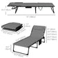 Folding Chaise Lounge with Reclining Back, 25.6" x 74" x 14.2", Grey