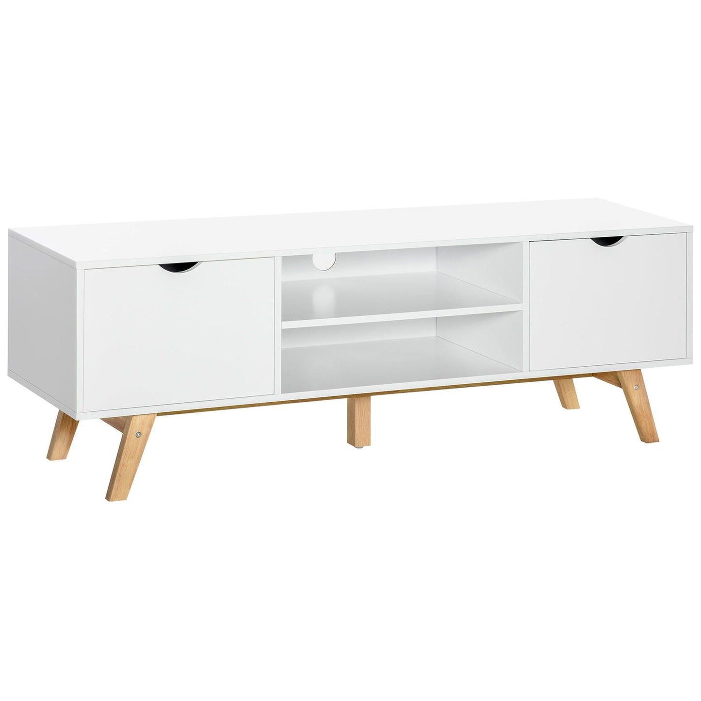 TV Stand with 2 Cabinets for TVs up to 65" - White