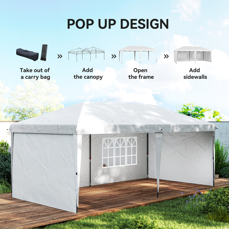 10' x 20' White Pop-Up Party Tent with Carrying Bag