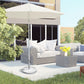 55 lbs Cement Round Patio Umbrella Stand, 19" Stainless Steel Base Stand Holder, Silver