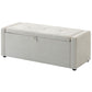 Storage Ottoman Bench, Linen-Look Fabric Upholstered Ottoman with Storage, Wide Padded Seat, Cream White