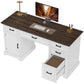 58" Executive Desk with Soft-Close File Drawer - White