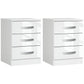High Gloss Nightstands Set of 2 with 3 Drawers - White