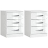 High Gloss Nightstands Set of 2 with 3 Drawers - White