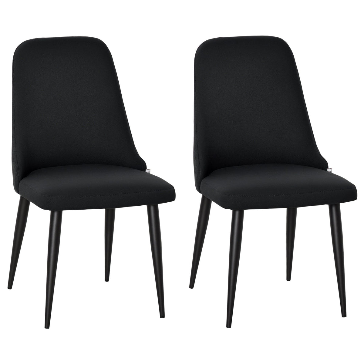 Set of 2 Upholstered Dining Chairs with Metal Legs - Black