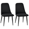 Set of 2 Upholstered Dining Chairs with Metal Legs - Black