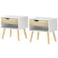 Set of 2 Nightstands with Drawer and Shelf - White