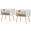 Set of 2 Nightstands with Drawer and Shelf - White