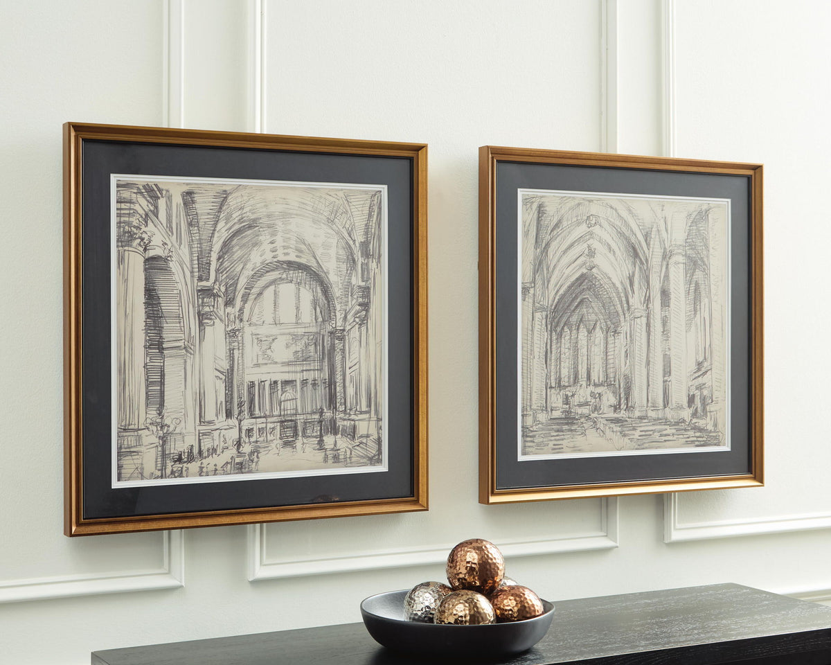 Downyard - Wall Art Set (Set of 2) - Black / Beige
