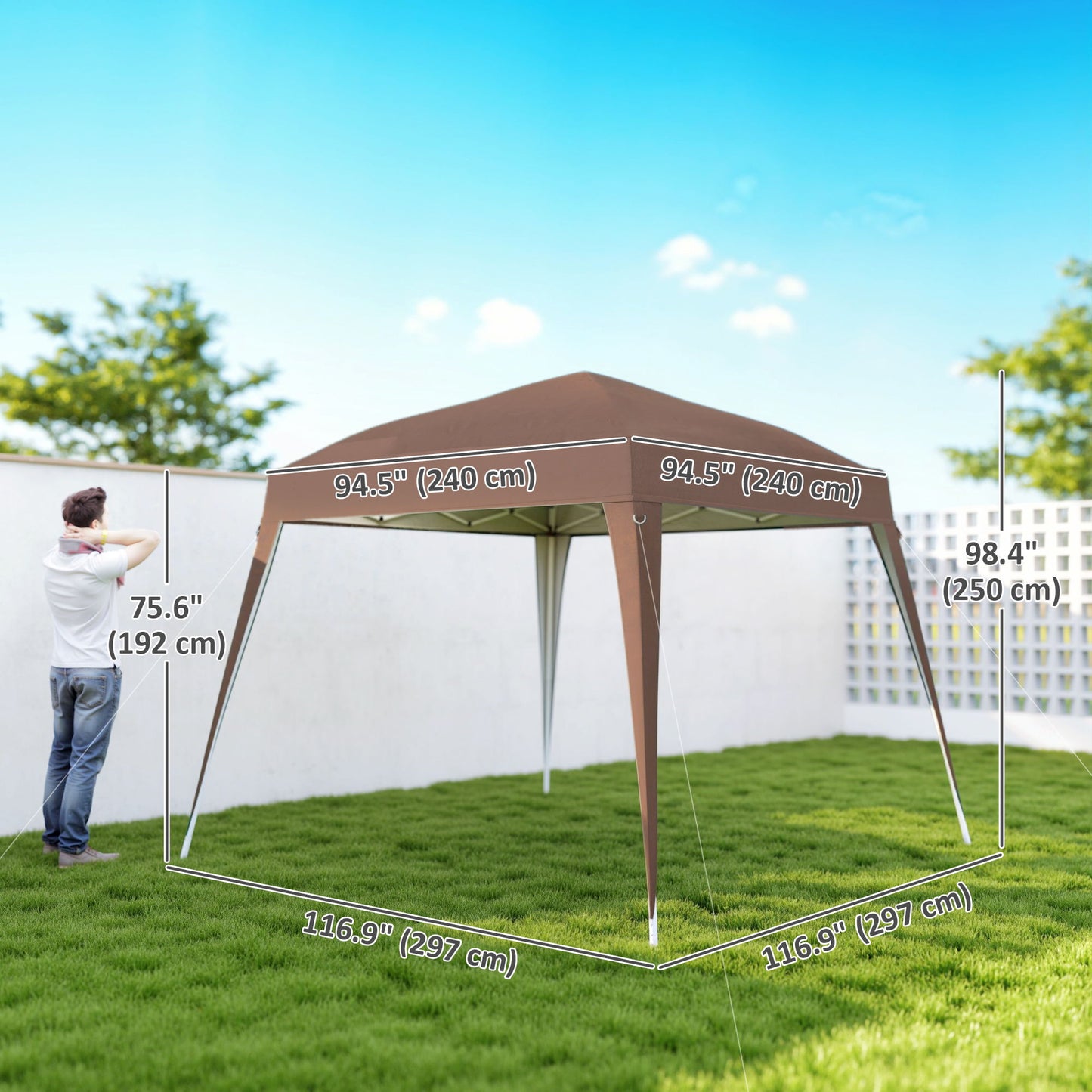8' x 8' Pop Up Canopy, Outdoor Folding Tent, Portable Party Tent with Carrying Bag for Camping, Party, Picnic, Coffee