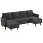 Corduroy U-Shaped Sectional with Double Chaise - Dark Grey